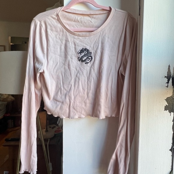 Long Sleeve Dragon Cropped Shrunken Tee - Picture 4 of 6